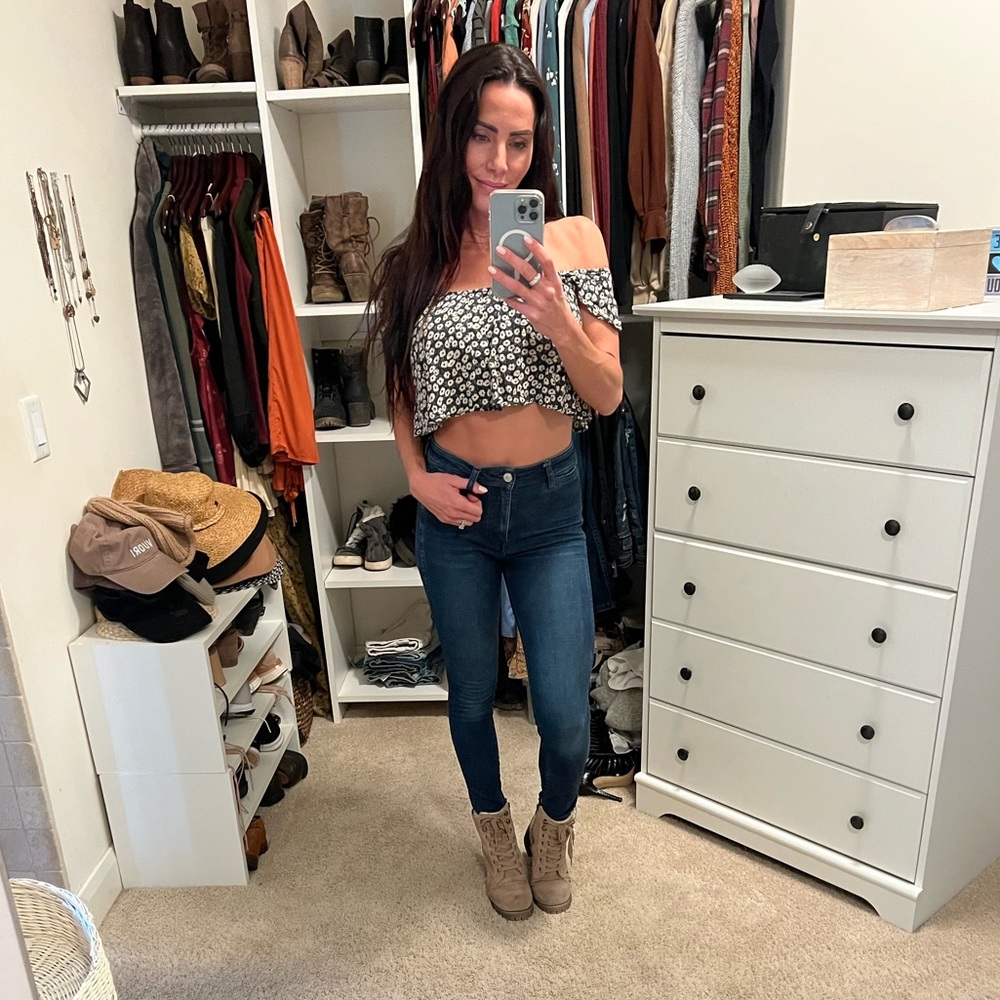 High waisted free people jean leggings